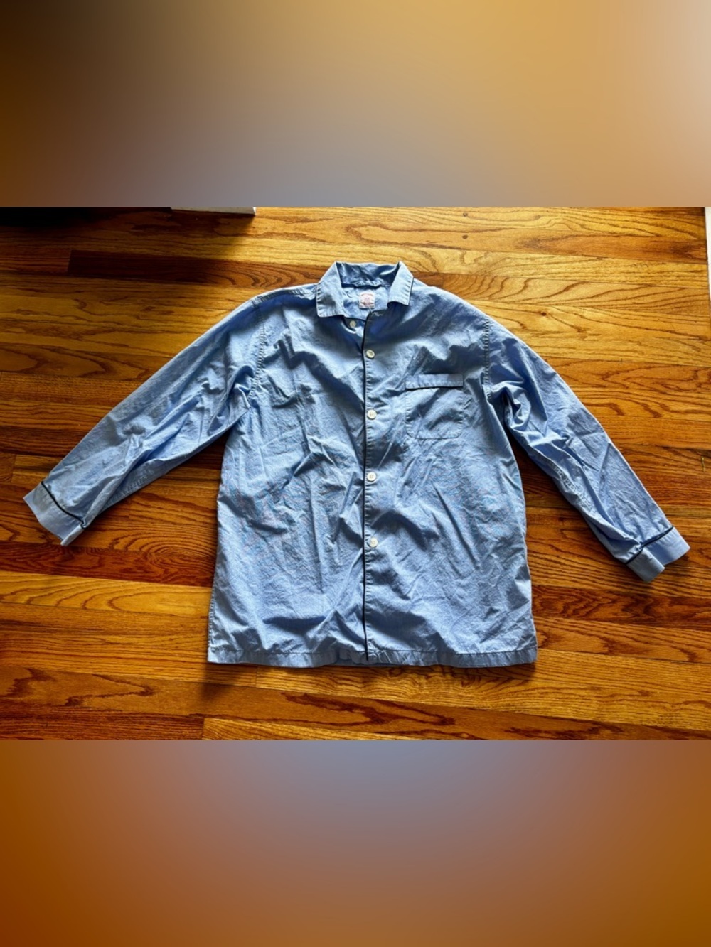 Brooks Brothers Soft Blue Cotton Pajama Top - Large